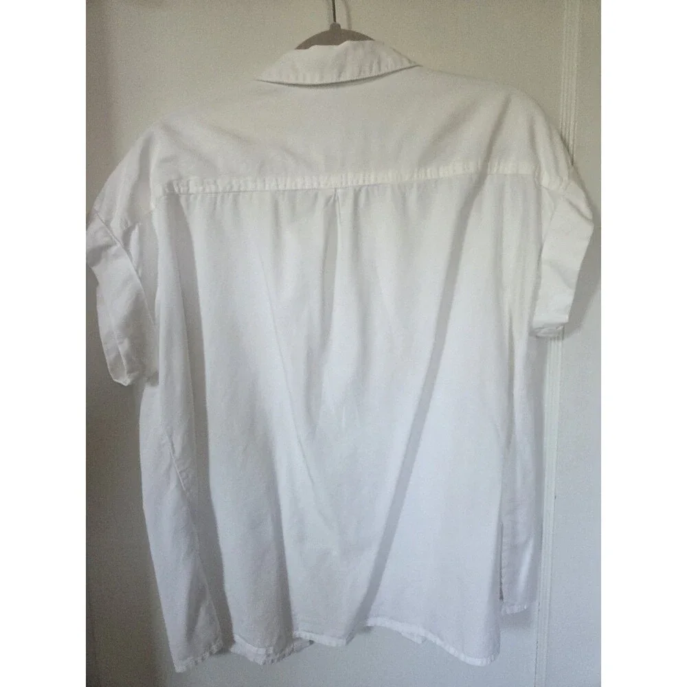 Velvet Heart Women’s White Oversized Button Down Short Sleeve Shirt Top Large - Picture 2 of 5